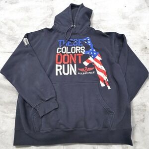 Allegiance "These Colors Don't Run" Graphic Hoodie USA Made Men's X-Large